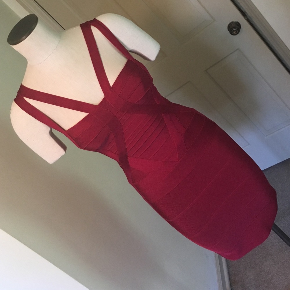 Sexy wine red bandage dress